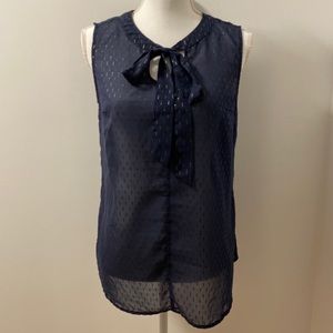 Navy Blue Tie Tank Top-Small